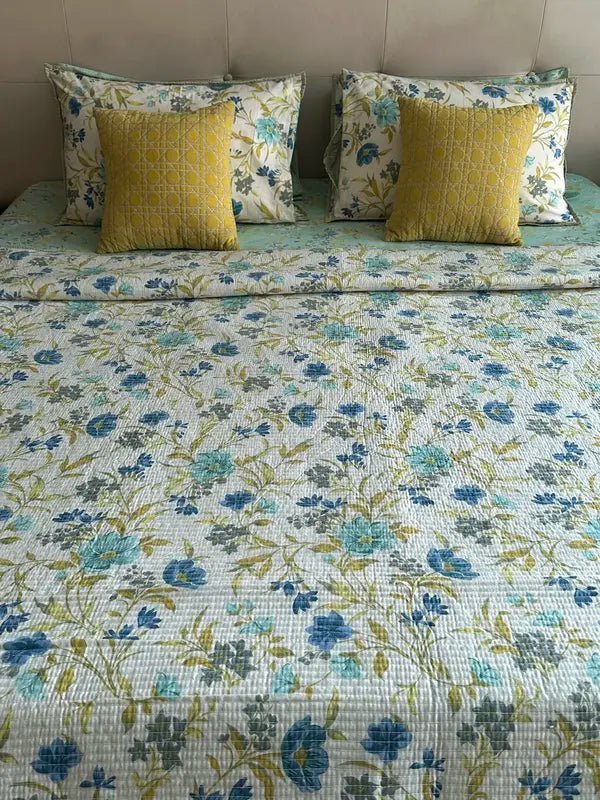 Aqua Floral Bedding Set,