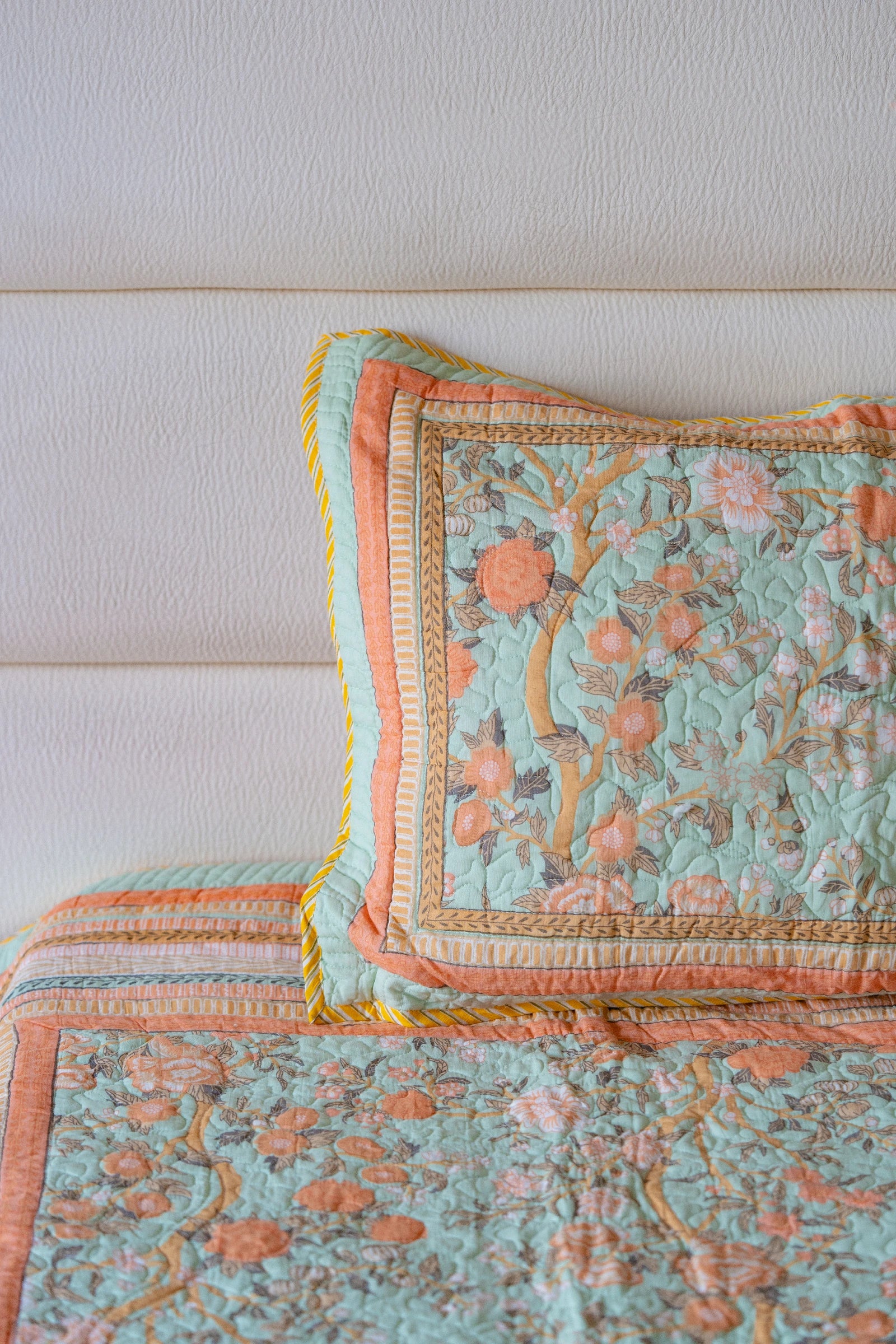 Orange Blossom Quilted Bedcover - Cool Threadz