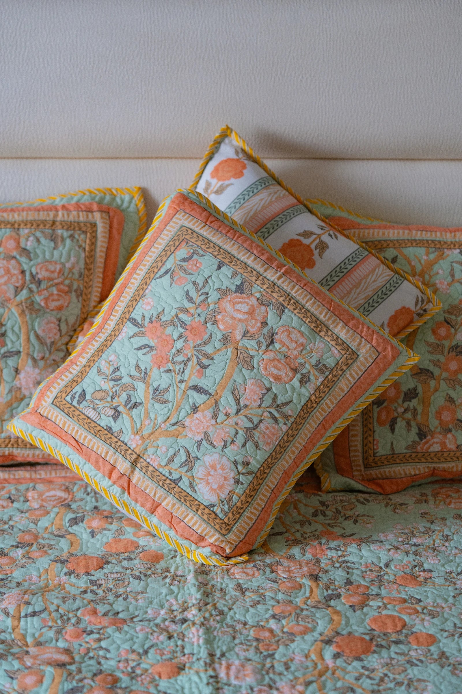 Orange Blossom Quilted Bedcover - Cool Threadz