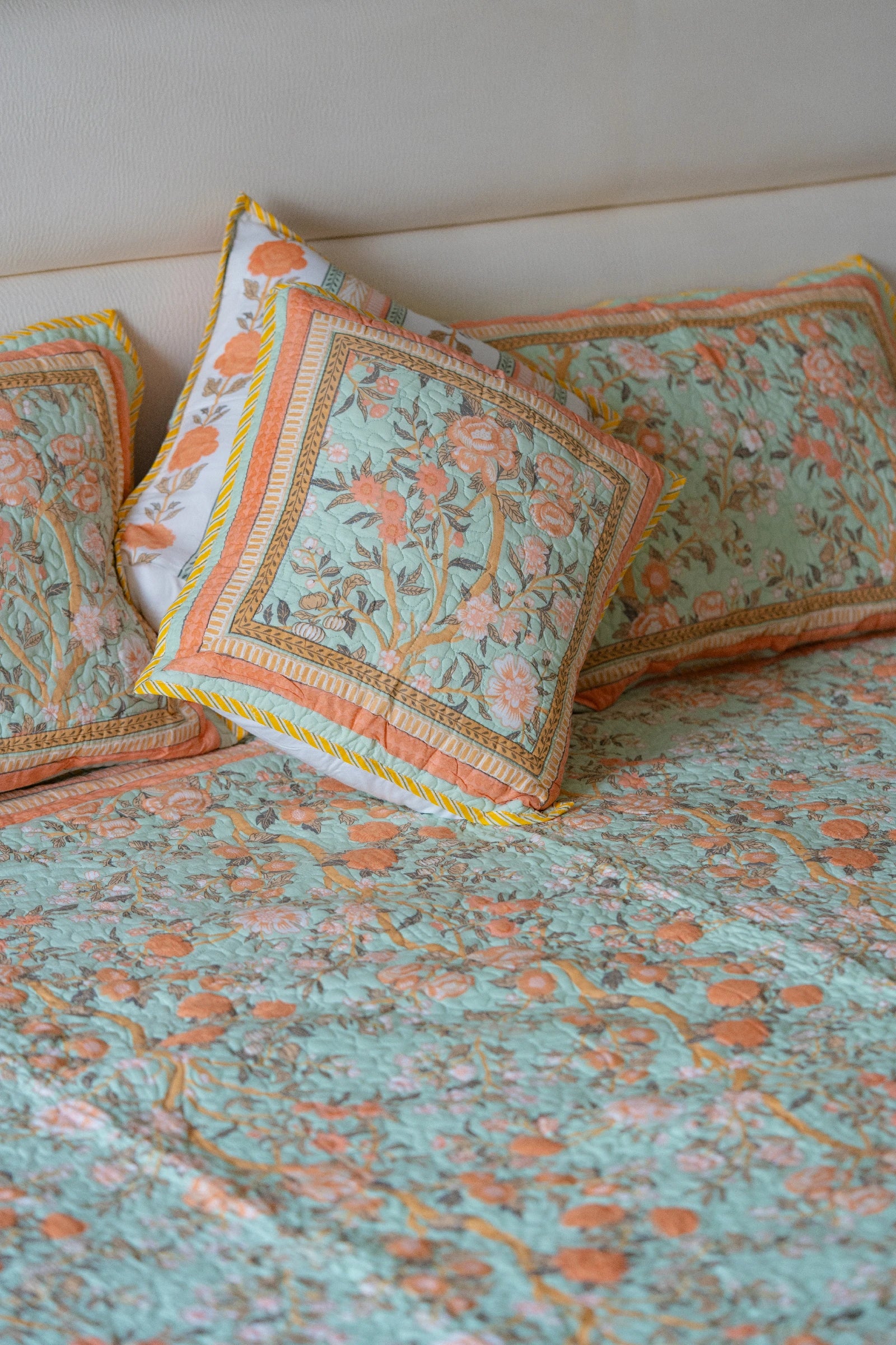 Orange Blossom Quilted Bedcover - Cool Threadz