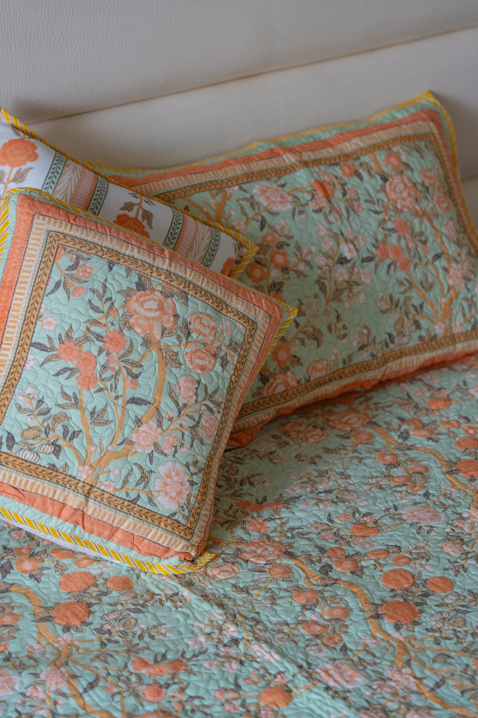 Orange Blossom Quilted Bedcover - Cool Threadz