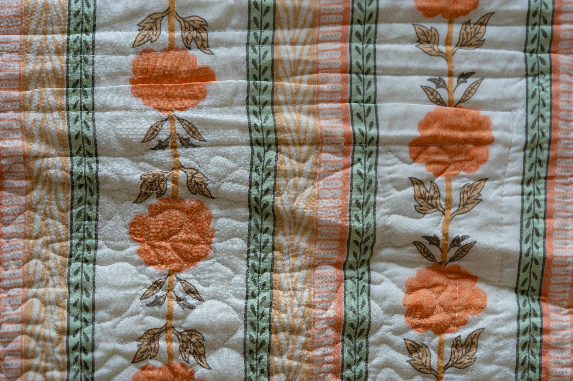 Orange Blossom Quilted Bedcover - Cool Threadz