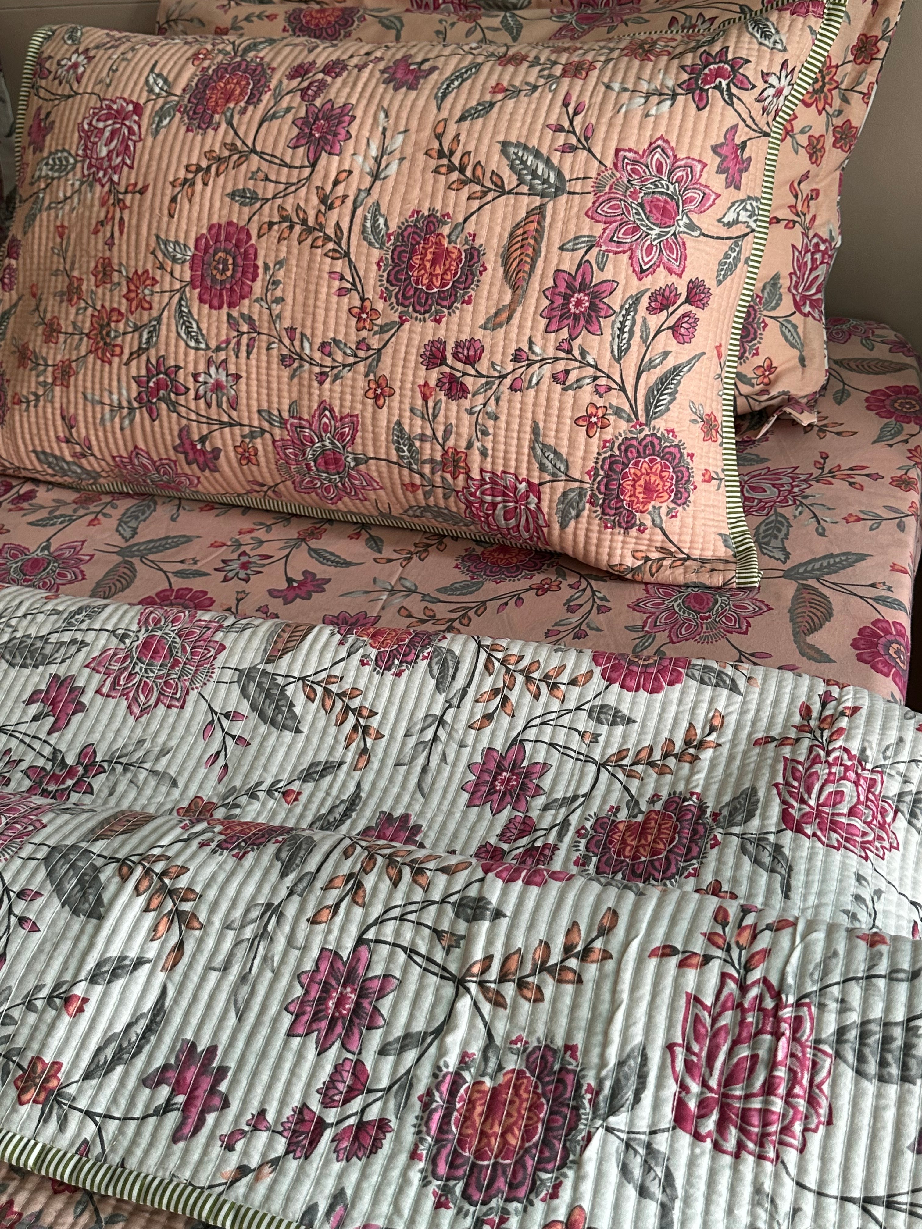 Peach Floral Bedding Set - Cool Threadz