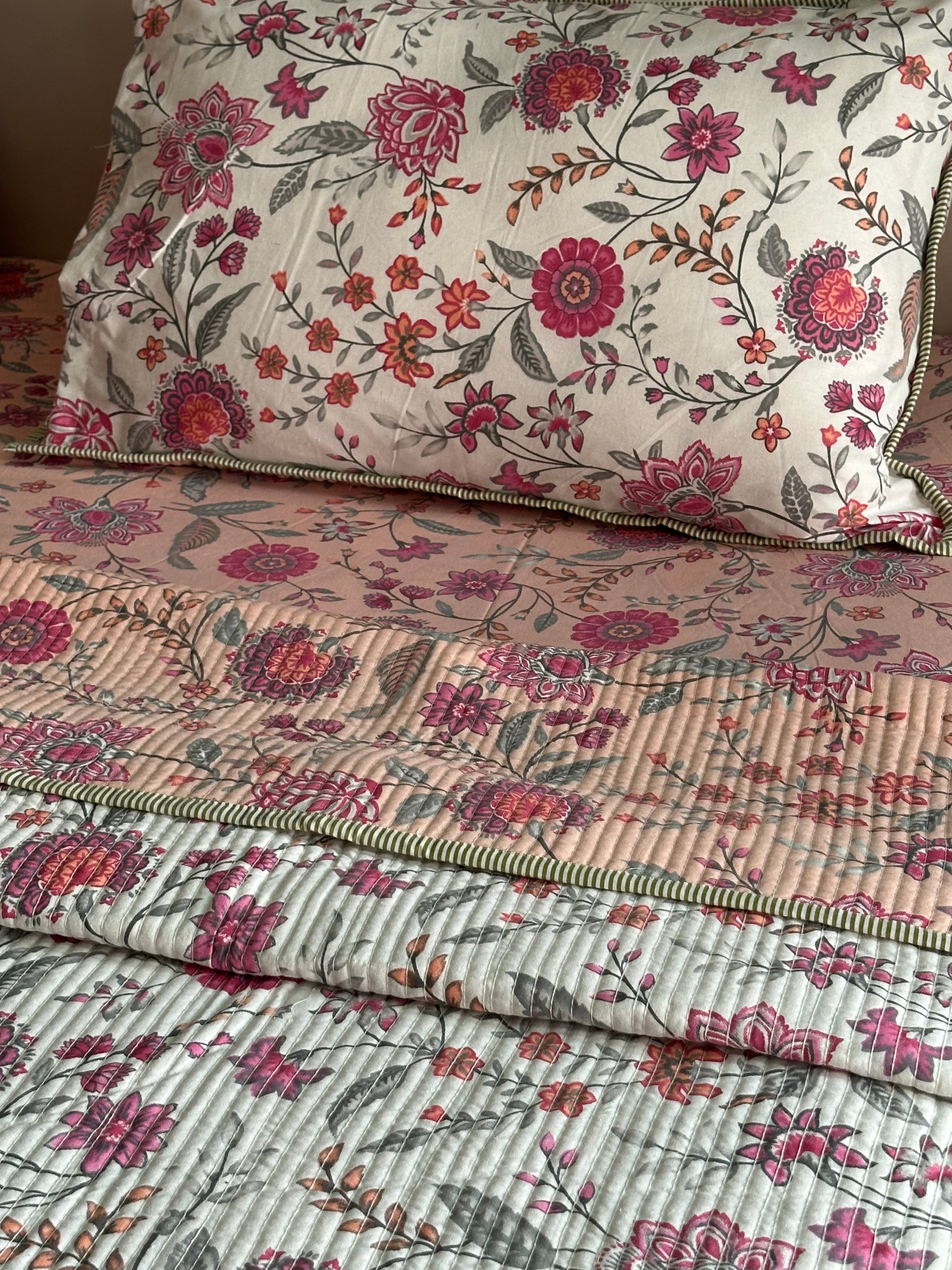 Peach Floral Bedding Set - Cool Threadz