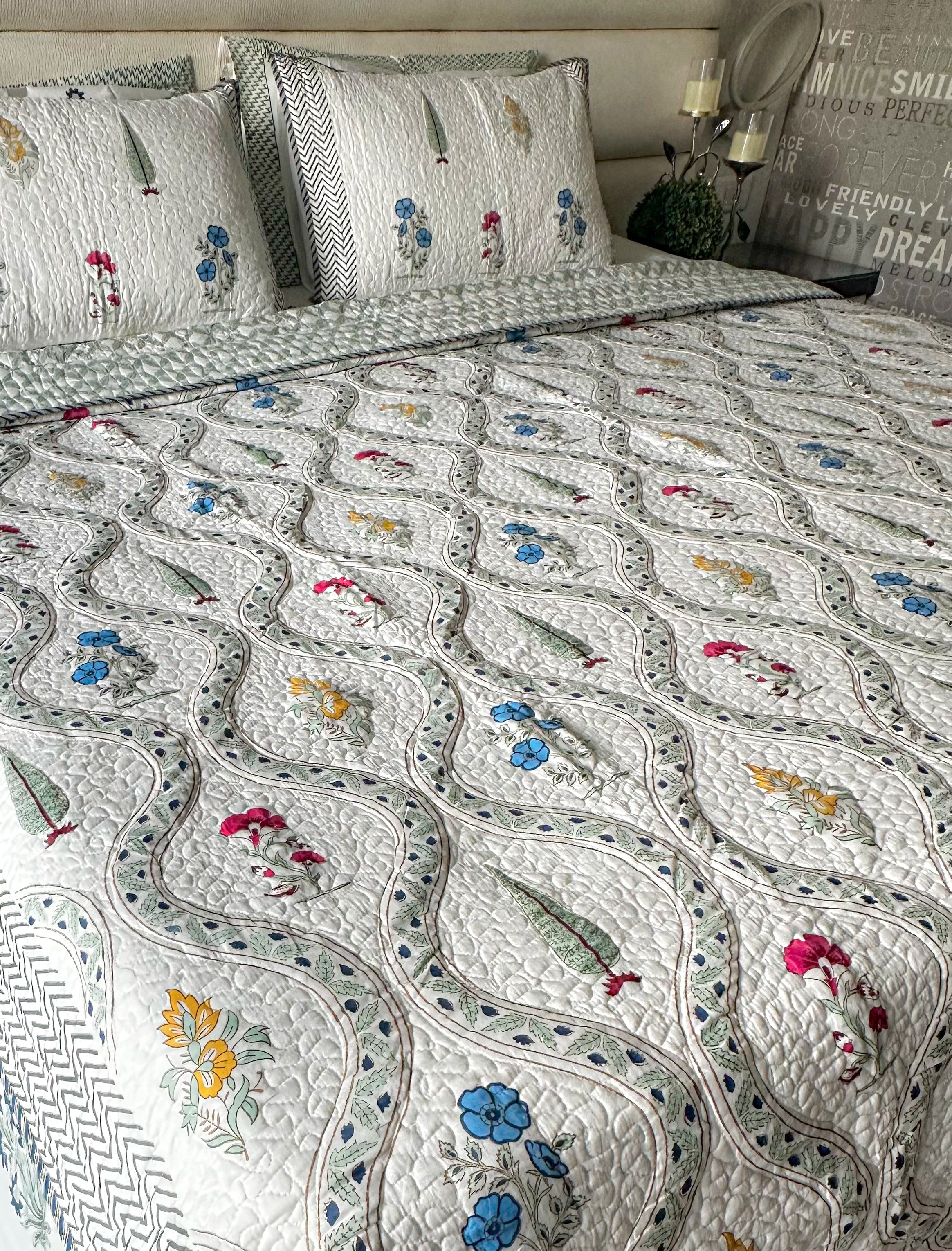 Meenakari Quilted Bedcover