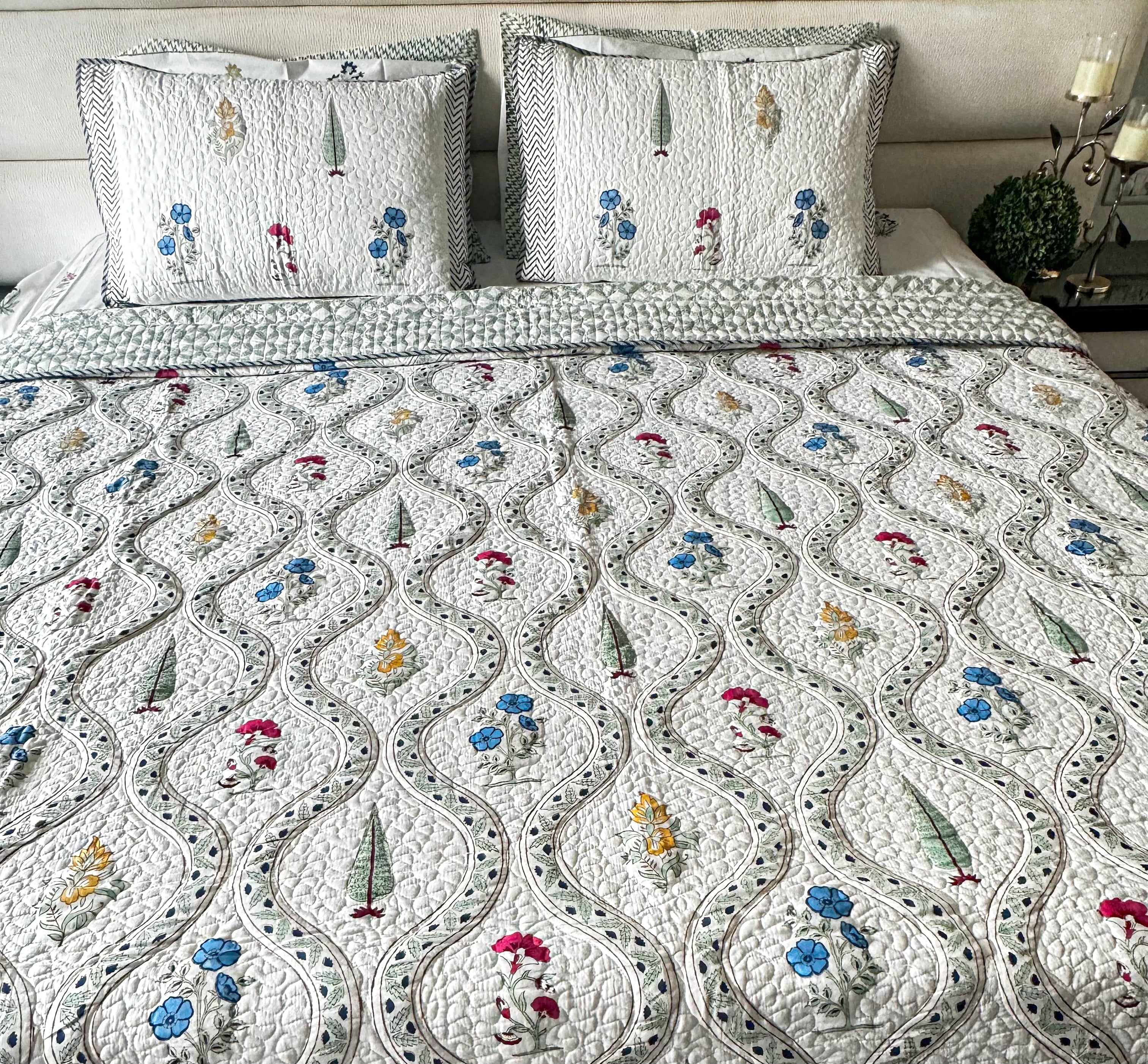 Meenakari Quilted Bedcover