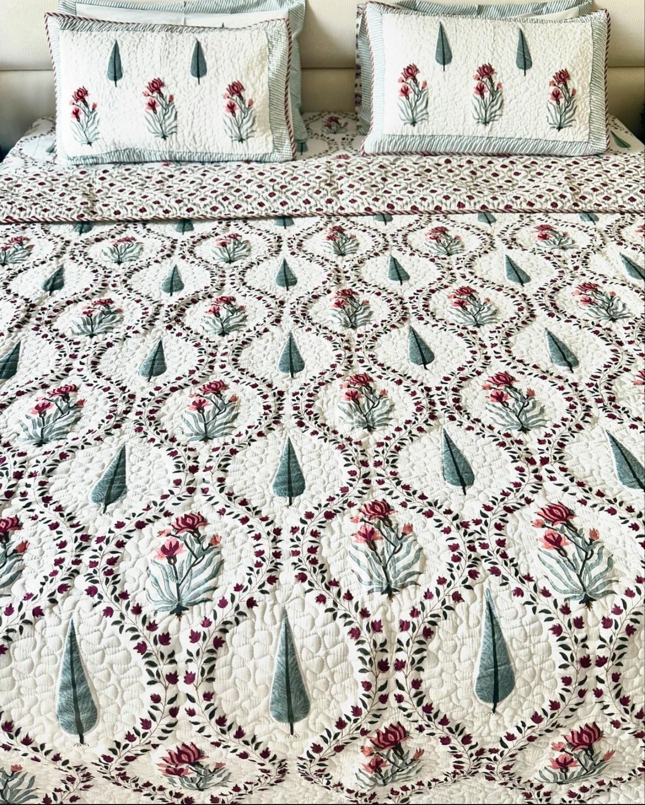 Mughal Garden Quilted Bedcover