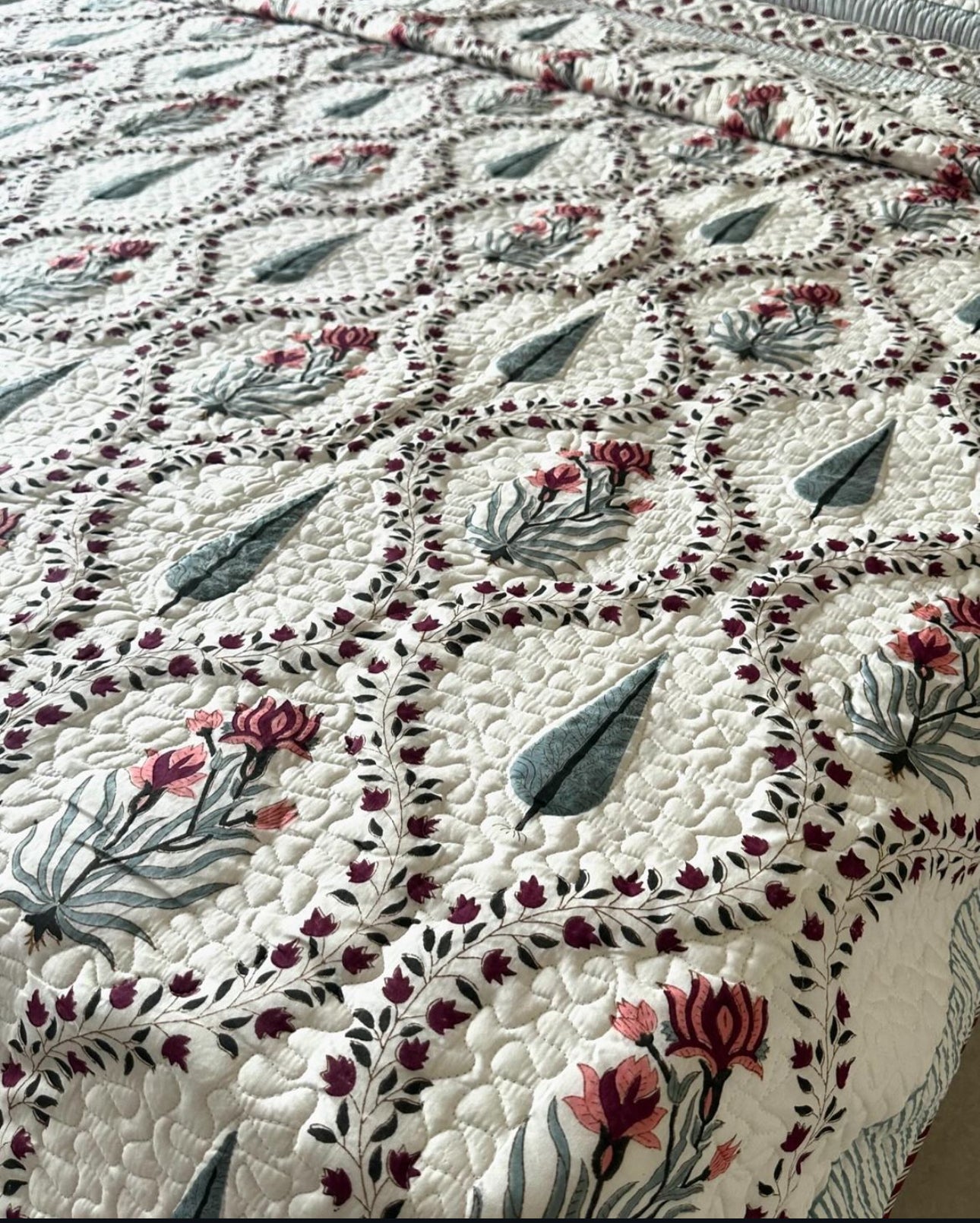 Mughal Garden Quilted Bedcover